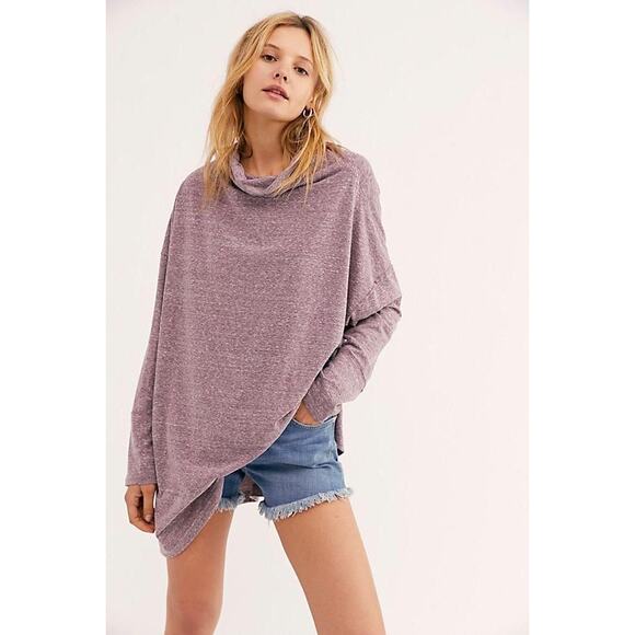 Free People Bella Vista Tunic Top in Fig Sorbet Size XS Purple Oversized Slouchy - Picture 1 of 14